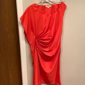 Red flutter sleeve knee length dress